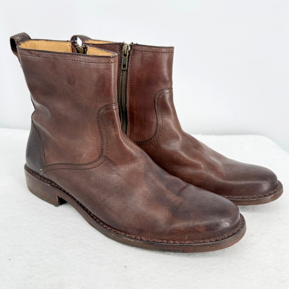 Frye Mens Tyler Inside Zip Dark Brown Leather Ankle Boots 87905 Size 9 D